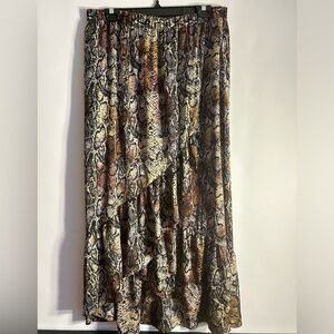 SCOOP ANIMAL PRINT LAYER RUFFLE HIGH-LOW ELASTIC WAIST WOMEN’S SKIRT SIZE XL